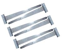 Tee Hinges 8" - 24" Pack of 6 Heavy Duty T Hinge Door Gate Shed Black Zinc Plate (Galv, 24 Inch)