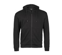 TEE JAYS Men's Interlock Ribbed Full Zip Hoodie in Black | Size: Large TEE JAYS Black L