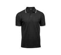 TEE JAYS Men's Luxury Fashion Stripe Polo in Black | Size: Medium TEE JAYS Black M