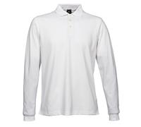 TEE JAYS Men's Luxury Stretch Long Sleeve Polo Shirt in White | Size: 3XL TEE JAYS White 3XL