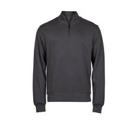 TEE JAYS Men's Ribbed Interlock Half Zip Sweatshirt in Dark Grey | Size: 3XL TEE JAYS Dark Grey 3XL