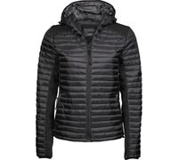 TEE JAYS Women's Crossover Hooded Padded Outdoor Jacket in Jet Black | Size: 3XL TEE JAYS Jet Black 3XL