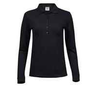 TEE JAYS Women's Luxury Stretch Long-Sleeved Polo Shirt in Black | Size: 3XL TEE JAYS Black 3XL