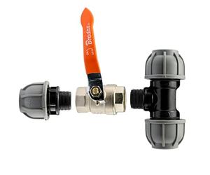 tee Junction Fitting with Metal Full Flow Valve for mdpe Water Supply Pipe,Available for 20mm,25mm and 32mm Pipe Sizes (32mm)