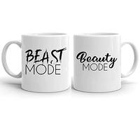 Tee Kiki Beast Beauty Mode - Coffee Cups Set of 2 Wedding Gift Coffee Mug Set, Wedding Valentine's Day Couples Couple Friends, Farbe2:White