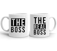 Tee Kiki The Real Boss - Coffee Cups Set of 2 Wedding Gift Coffee Mug Set, Wedding Valentine's Day Couples Couple Friends, Farbe2:White