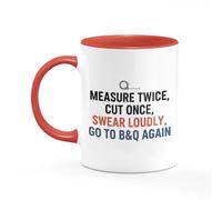Tee Monkey Measure Twice Cut Once Mug Funny Gift for Dad DIY Birthday