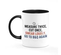 Tee Monkey Measure Twice Cut Once Mug Funny Gift for Dad DIY Birthday