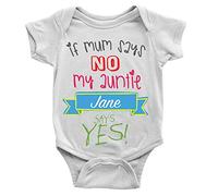 Tee Monkey Personalised Auntie Says Yes Babygrow 0-3m White Aunt Funny Sweet New Born