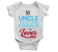 Tee Monkey Personalised Boy Uncle Loves Me Babygrow 18-24m White Custom Name Gift New Born Body Suit