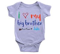 Tee Monkey Personalised I Love My Big Bro Babygrow 0-3m Blue Custom Name New Born Gift Brother