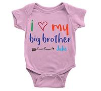 Tee Monkey Personalised I Love My Big Bro Babygrow 3-6m Pink Custom Name New Born Gift Brother