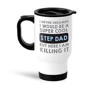 Tee Monkey Step Dad Killing It 1 Travel Mug One Size White Gift Present Father's Day Birthday Christmas