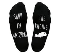 Tee Monkey Watching The Racing Sole Socks One Size Black Funny Joke Gift Idea Car Racing Dad Father's Day