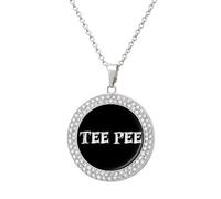 Tee Pee Shiny Diamond Necklace for Women Personalized Round Pendant Chain Jewel Gift