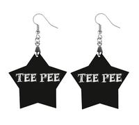 Tee Pee Trendy Wooden Earrings for Women Boho Charms Studs Lightweight Dangle Drop Pendant Star