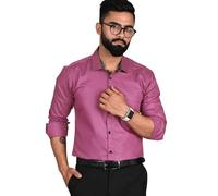 Tee Projekt Premium Plain Cotton Shirt For Men|Cotton Shirt|Regular Fit Casual Shirt|Solid Shirt|Full Sleeves|Formal Shirt, Pink, XXL