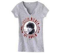 Tee-Shirt Fille Justin Bieber Gris - My World - Taille 10 - 12 ans (Video Game)
