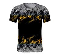 Tee Shirts for Men Adult UK Clearance Flame 3D Printed T Shirts Summer Short Sleeve Tops Slim Fit Running Workout T-Shirts Casual Crew Neck Sports Tshirt Pullover M-4XL Yellow
