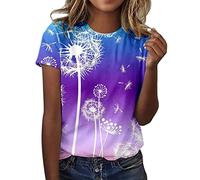 Tee Shirts for Women UK, Woman Causal Round Neck Printing Blouse Short Sleeve T-Shirt Summer Tops Oversize Loose Tunic UK Size Elegant Twisted Sweatshirt for Ladies Ladies Summer Tops Top