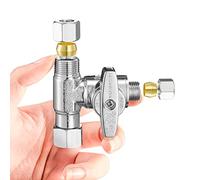 Tee Stop Valve Add-A-Tee Valve, 3/8" Compression Faucet T Adapter Connector Splitter for Dishwasher Washing Machine Toilet Supply Line(3/8x3/8x3/8)