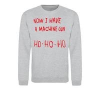 Tee & Sympathy Ho Ho Now I Have A Machine Gun Sweatshirt - Inspired by Die Hard (3XL) Heather Grey