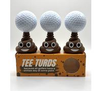 Tee Turds Novelty Golf Ball Holder, Funny Emoji Poop Design Golf Tee Set, Brown Plastic Golf Accessories, Perfect Gag Gift for Golfers, Great Christmas Joke Present, Stocking Filler for Golfer