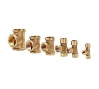 Tee Type Brass Pipe Fitting Adapter Coupler Connector for Water Fuel Gas 1/8" 1/4" 3/8" 1/2" 3/4" 1" Standard Pipe Thread Female Thread 3 Way(1/8")