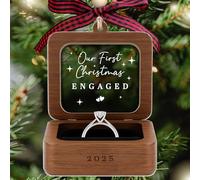 TEEBIM Engagement Ornament 2025 - Engagement Gifts for Couples, Women, Her, Bride to Be - Newly Engaged Gifts for Her - Fiance Gift Ideas for Women - Wood Our First Christmas Engaged Ornament 2025