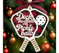 TEEBIM Pickleball Gifts - Pickleball Ornament - Pickle Ball Ornaments for Christmas Tree - Funny Pickle Ball Sports Gifts for Women, Men, Lovers, Players - 2 Layered Wood Christmas Ornament 2025