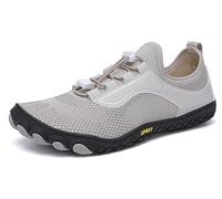 Teechodina Unisex Trail Running Shoes Men Women Hiking Shoes Barefoot Shoes Running Shoes Knit Trainers Fitness Shoes Five Finger Toe Shoes, Grey AB, 9 UK