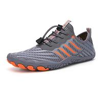 Teechodina Unisex trail running shoes, men's, women's hiking shoes, barefoot shoes, running shoes, knit trainers, fitness shoes, five finger toe shoes, Grey B, 9 UK