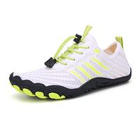 Teechodina Unisex trail running shoes, men's, women's hiking shoes, barefoot shoes, running shoes, knit trainers, fitness shoes, five finger toe shoes, White B, 10.5 UK