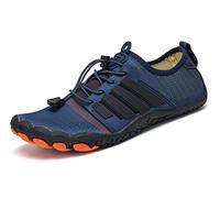 Teechodina Unisex trail running shoes, men's, women's hiking shoes, barefoot shoes, running shoes, knit trainers, fitness shoes, five finger toe shoes, Dark blue L, 9 UK