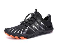 Teechodina Unisex trail running shoes, men's, women's hiking shoes, barefoot shoes, running shoes, knit trainers, fitness shoes, five finger toe shoes, black A, 10.5 UK