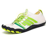 Teechodina Unisex trail running shoes, men's, women's hiking shoes, barefoot shoes, running shoes, knit trainers, fitness shoes, five finger toe shoes, White L, 10.5 UK