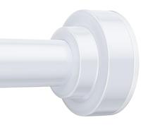 TEECK Shower Curtain Rod, 32-92 inch Adjustable Spring Tension Curtain Rod, Never Rust Anti-Slip Shower Curtain Rod for Bathroom, No Drilling, Never Collapse, Easy to Use, White