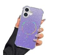 TEECOVER for iPhone 16 Plus Case 6.7-Inch, [Clear Wavy Border][Sparkly Glitters][Fit for MagSafe] Shockproof Cute Slim Phone Case for Women & Girls - Purple