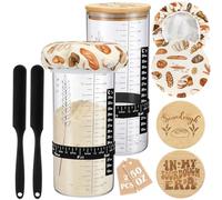 Teecyhooo 2 Pack 50 oz Sourdough Starter Jar Kit, Large Capacity Glass Fermentation Jar with Silicone Spatula, Bread Baking Supplies Gift for Baker Bread Lover Sourdough Starter Kit