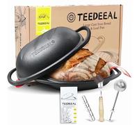 TEEDEEAL Heavy Duty Pre-seasoned Cast Iron Bread Pan, Large Loaf Dutch Oven with Lid, Sourdough Bread Baking Pan
