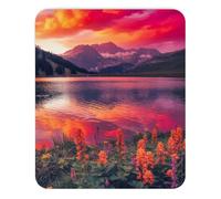 Teegarb Letter Blanket Mouse Pad Mountain Lake with Wildflowers and Sunset Colorful Scene Natural Vibrant Style Photography Inspiring for Office Desk Mousepad, Mouse Pad