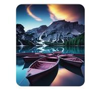Teegarb Letter Blanket Mouse Pad Mountain Lake with Wooden Boats Decorative Mouse Pad Natural Landscape Inspirational Office Mat Quiet Style Gift with Scenic Photography