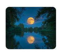 Teegarb Letter Blanket Mousepad Full Moon Reflected on Night Lake with Trees Mystic and Natural Image for Office Inspirational Decoration Mouse Pad Mouse Pad Landscape Tranquil