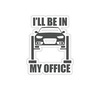 Teegarb Letter Blanket Sticker Decal I'll Be in My Office Engine Piston Graphic Gift Retro Car Mechanic Stickers for Laptop Car 4" × 4" / White