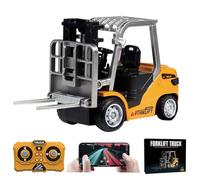 Teeggi 1/64 Mini Remote Controlled Forklift with Loading Forks, Pallet, 2.4 GHz RC Alloy Engineering Vehicle with Light and Sound Effects, Model Vehicle Toy Ornaments