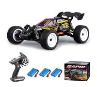Teeggi Remote Controlled Car Adults, 50 km/h RC Drift Racing Car, 1/16 Offroad Remote Control Racing Car, 4WD All Terrain Race Buggy, 3 Batteries (Yellow)