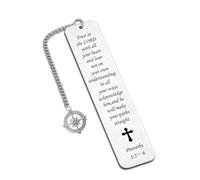 Teeglow Christian Bible Verse Bookmark with Compass Charm Inspirational Gift for Christians Faith-Based Gift for Men Women Religious Birthday Christmas Gifts Cross Bookmarks Bible Accessories