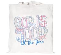 Teeglow Christian Bilble Verse Canvas Tote Bag Aesthetic Floral Jesus Inspirational Faith Church Tote Bag Gifts Women, God is Good All the Time, One Size