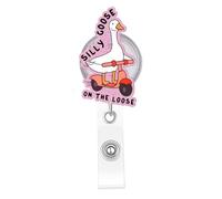 Teeglow Funny Cute Nurse Badge Reel Cute Work Silly Goose on The Loose Nurse Badge Reels Retractable Holder Nursing CNA RN Pediatric Doctor Medical Student Social Workers Accessories Gifts for Women