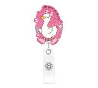 Teeglow Funny Cute Nurse Badge Reel Funny Cute Pink Silly Goose Work Nurse Badge Reels Retractable ID Holder Nursing CNA Pediatric Doctor Medical Personnel Student Office Workers Accessories Gift